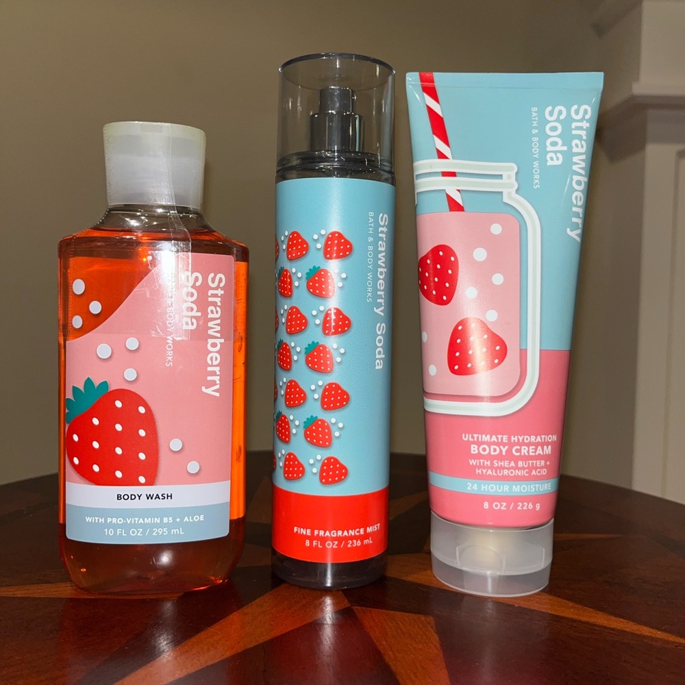 Bath & Body Works Strawberry Soda Set of 3